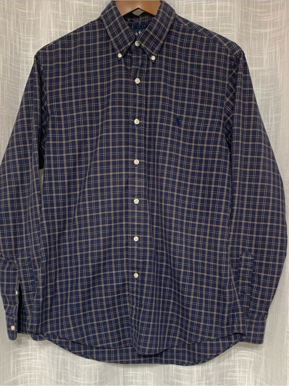 Ralph Lauren Classic Navy Plaid Button-Down Shirt - Men's M